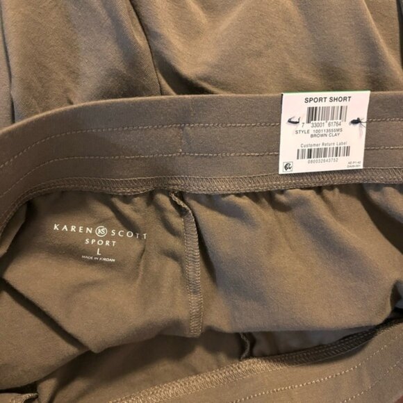 Karen Scott Pull-On Stretchy Elastic Waist Knit Casual Brown Shorts NWT - Picture 6 of 6